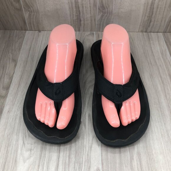 Olukai Flip Flops Mens EU 42 Ohana Black Slip On Thong Sandals - Picture 6 of 12
